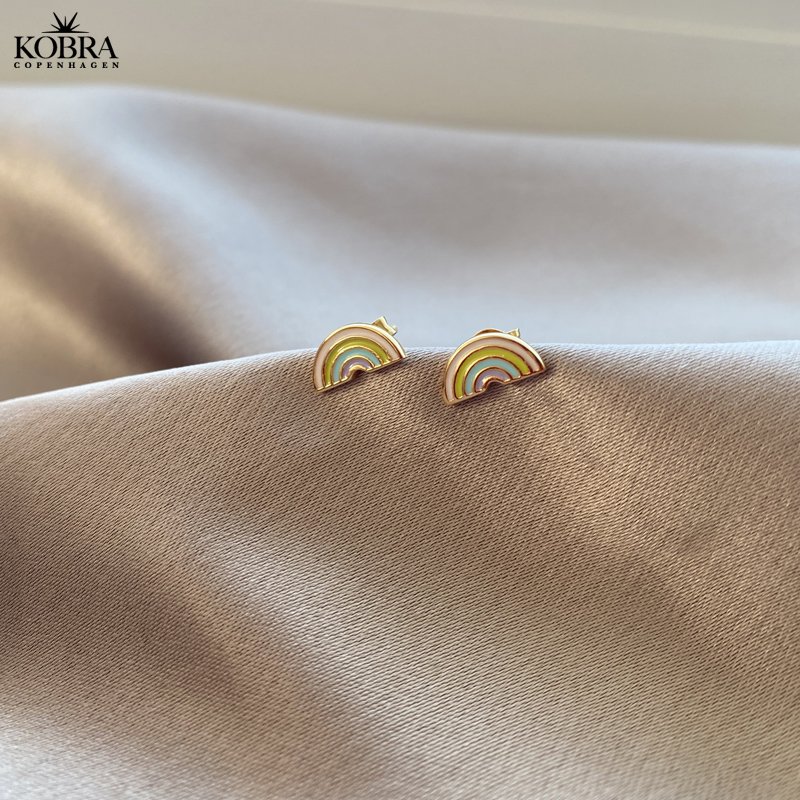 "Rainbow"  Gold-plated earrings with enamel rainbow