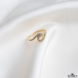 "River" blget "wavy" guld ring med sten