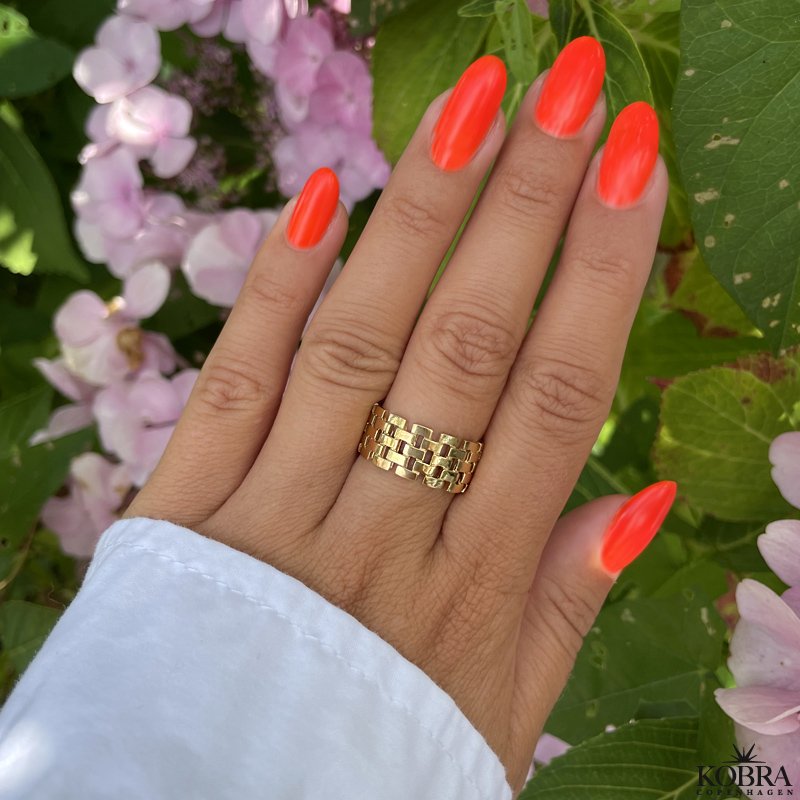 "Melbourne" guld ring med mnster