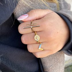 "Lennox" Hndlavede V ring i guld