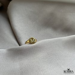 "Barcelona" 18 karat forgyldt signet / cocktail ring med personlig gravering