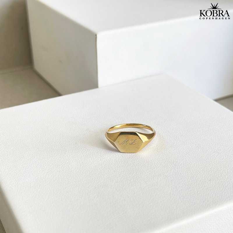 "Jordan" 18 karat forgyldt signet ring til mnd