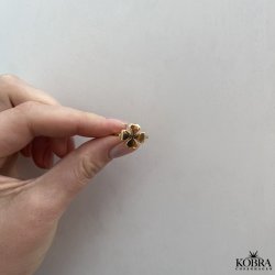 "Lucky" 18 karat forgyldt firkløver ring, inklusiv gravering