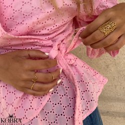 "Nikoline" 18 karat forgyldt ring med facetter