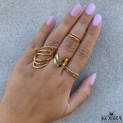 "Hawaii" 18 karat forgyldt ring med multifarvet sten