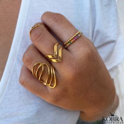 "Hawaii" 18 karat forgyldt ring med multifarvet sten