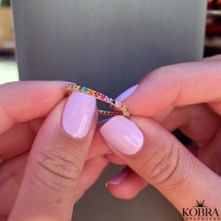 "Hawaii" 18 karat forgyldt ring med multifarvet sten