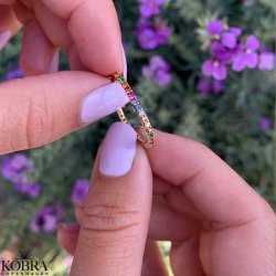 "Hawaii" 18 karat forgyldt ring med multifarvet sten