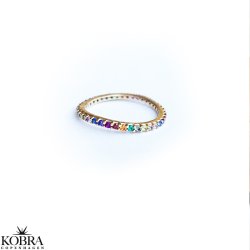 "Hawaii" 18 karat forgyldt ring med multifarvet sten