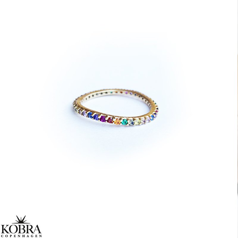 "Hawaii" 18 karat forgyldt ring med multifarvet sten