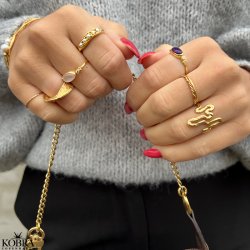 "Melody" 18 carat gold-plated ring with Amethyst