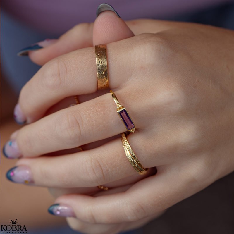 "Hattie" 18 karat forgyldt hammerslet 3i1 ring