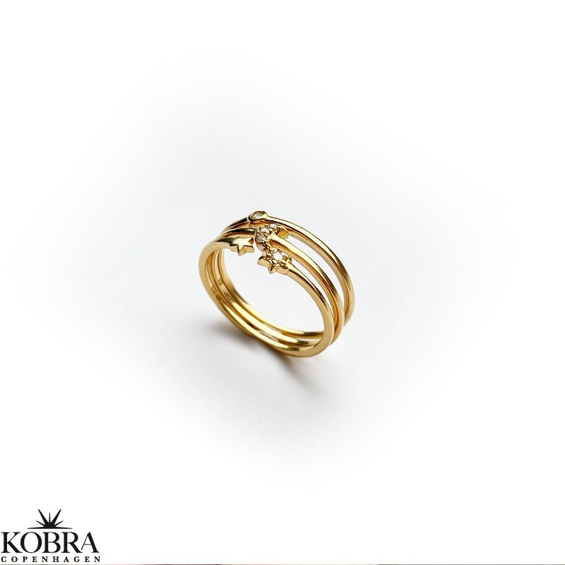 "Sun, Moon and Star" 18 karat forgyldt ringe