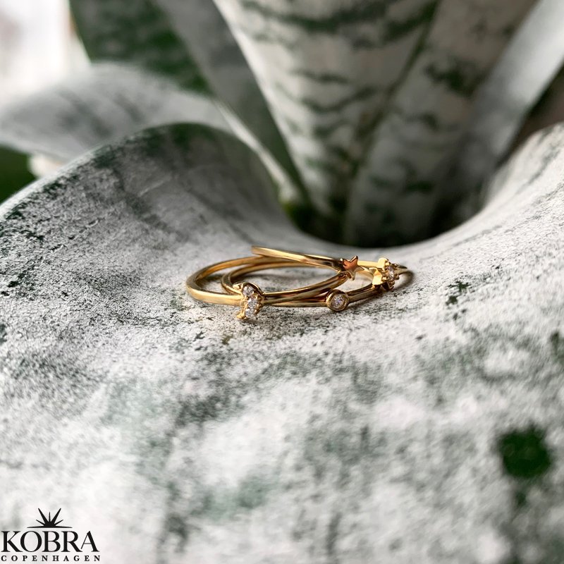 "Sun, Moon and Star" 18 karat forgyldt ringe