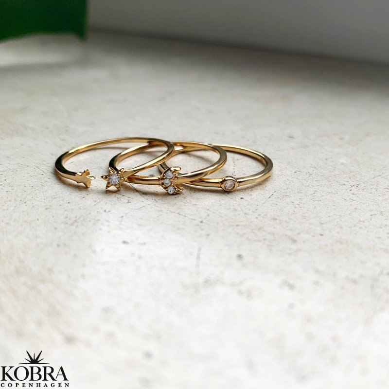 "Sun, Moon and Star" 18 karat forgyldt ringe