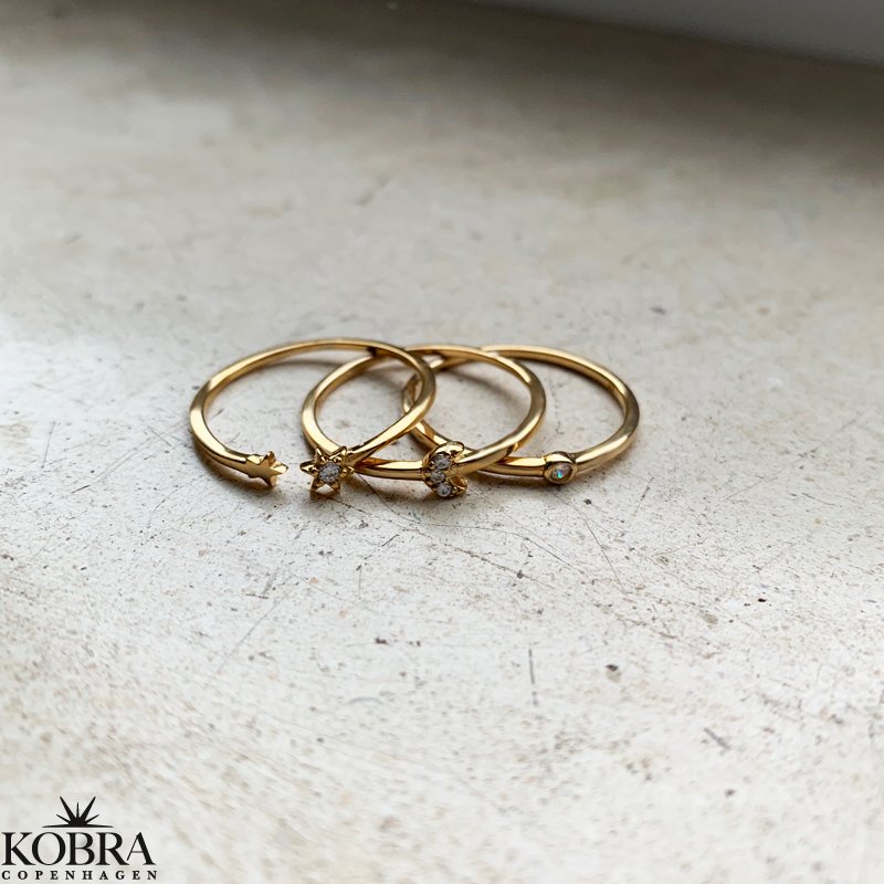 "Sun, Moon and Star" 18 karat forgyldt ringe