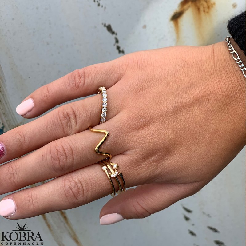 "Sun, Moon and Star" 18 karat forgyldt ringe