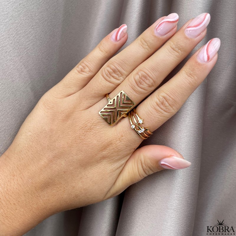 "Sun, Moon and Star" 18 karat forgyldt ringe