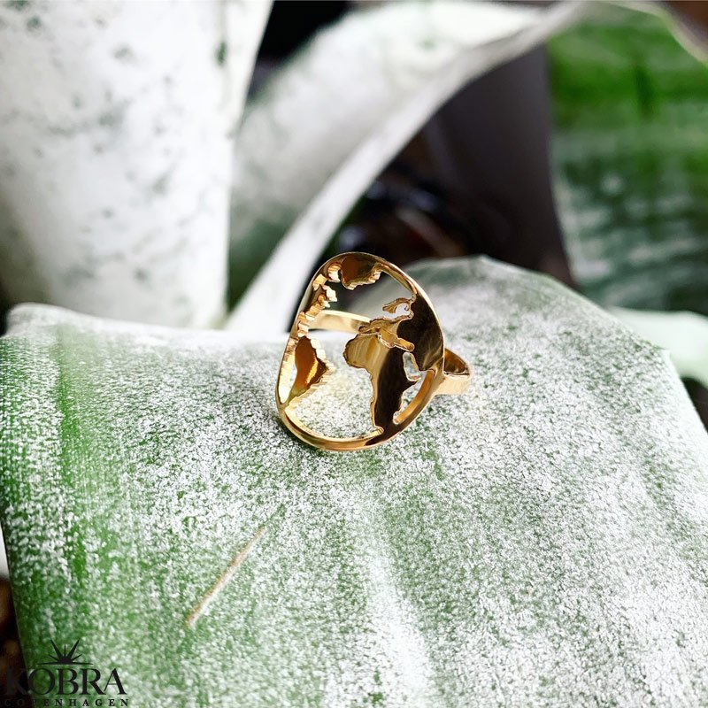Wonderful "World" ring i 18 karat forgyldt