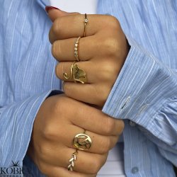 "Beatrice" gold ring with white stones