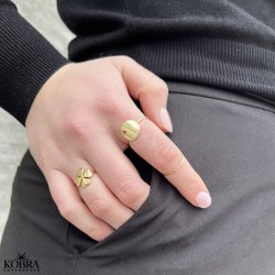 "Lucky" 18 karat forgyldt firkløver ring, inklusiv gravering