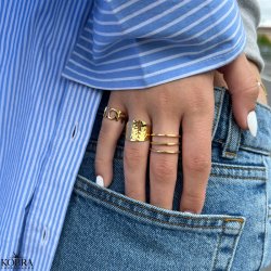 Smal "Phlox" hammerslet ring i guld