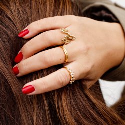 "Romina" guld ring spkket med hvide sten