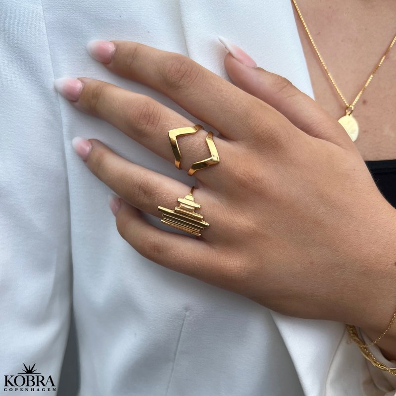 18 karat forgyldt "Lennox" dobbelt V ring