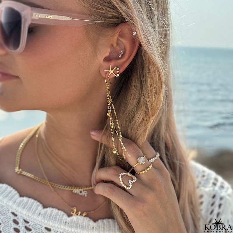 "Sky Light" gold earrings with stones