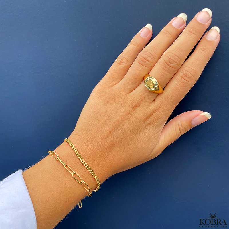 "Clinton" 3mm panzer armbnd forgyldt med 18 karat