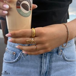 "Nikoline" 18 karat forgyldt ring med facetter