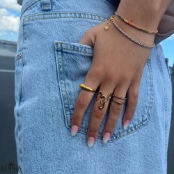 "Hawaii" 18 karat forgyldt ring med multifarvet sten