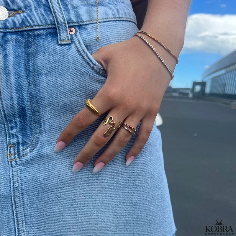 "Hawaii" 18 karat forgyldt ring med multifarvet sten