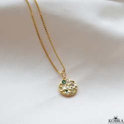 "Amalfi" guldhalskde  rundt vedhng i 18k forgyldt slv