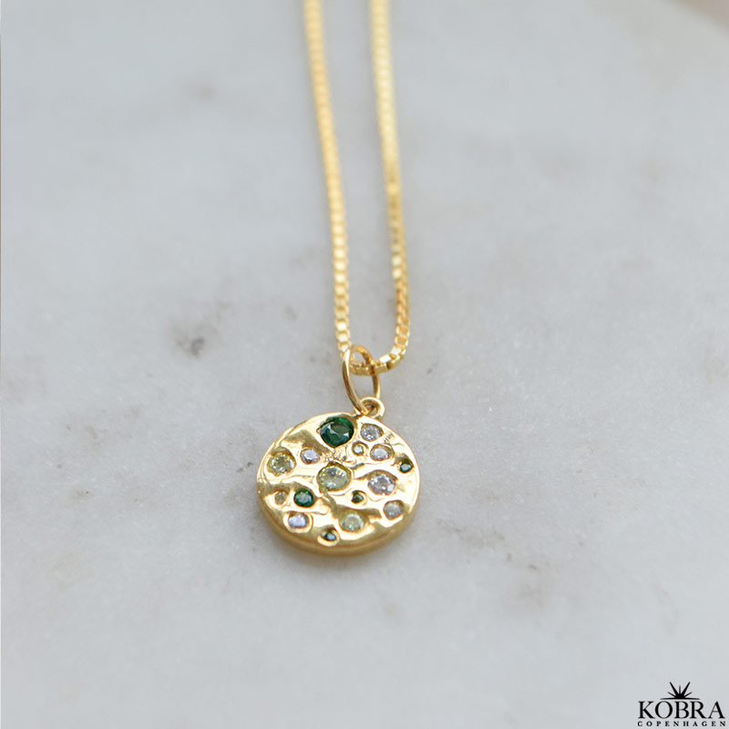 "Amalfi" guldhalskde  rundt vedhng i 18k forgyldt slv