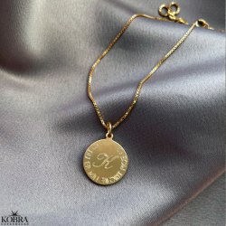 "Story" rund guld halskæde med din personlige gravering