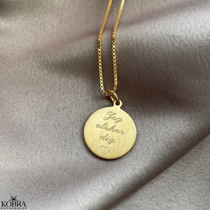 "Story" rund guld halskæde med din personlige gravering