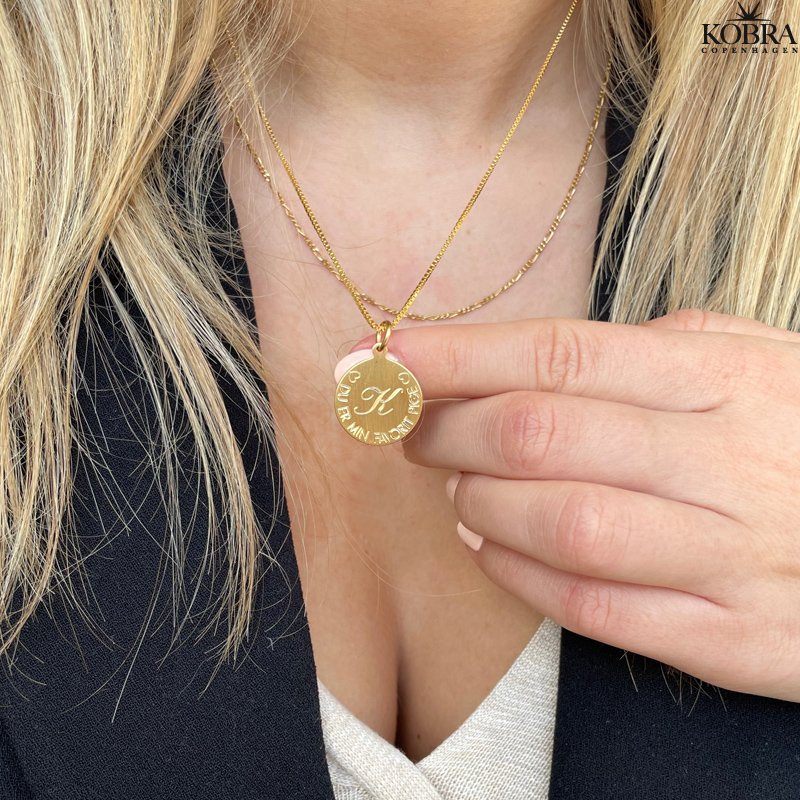 "Story" rund guld halskæde med din personlige gravering