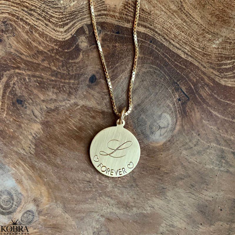 "Story" rund guld halskæde med din personlige gravering
