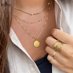 "Alba" ball necklace with colored enamel balls in gilt