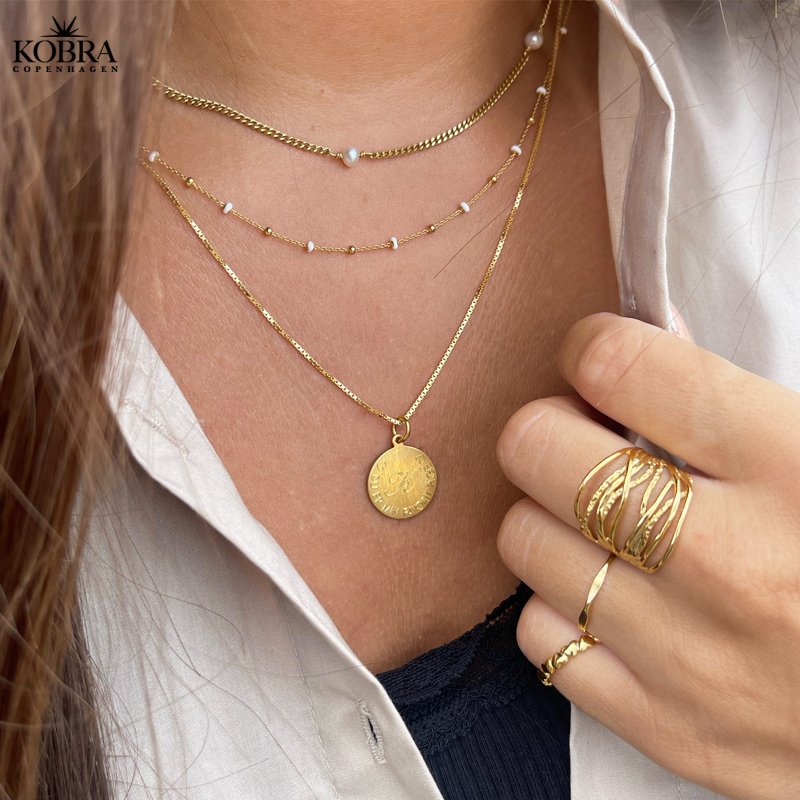 "Alba" ball necklace with colored enamel balls in gilt