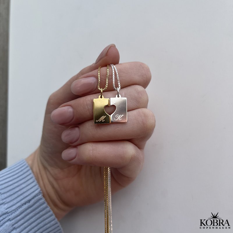 "Together Forever" halskde med hjerte i slv og forgyldt