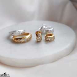 "Nova Moon" chunky sm guld reringe med sten