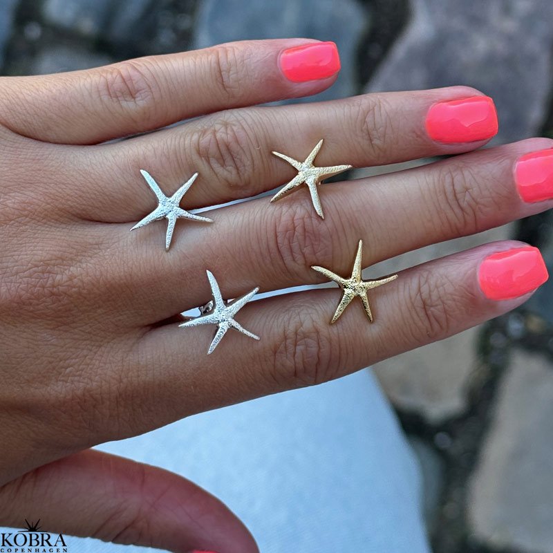 "Sea Star" guld reringe med sstjerner