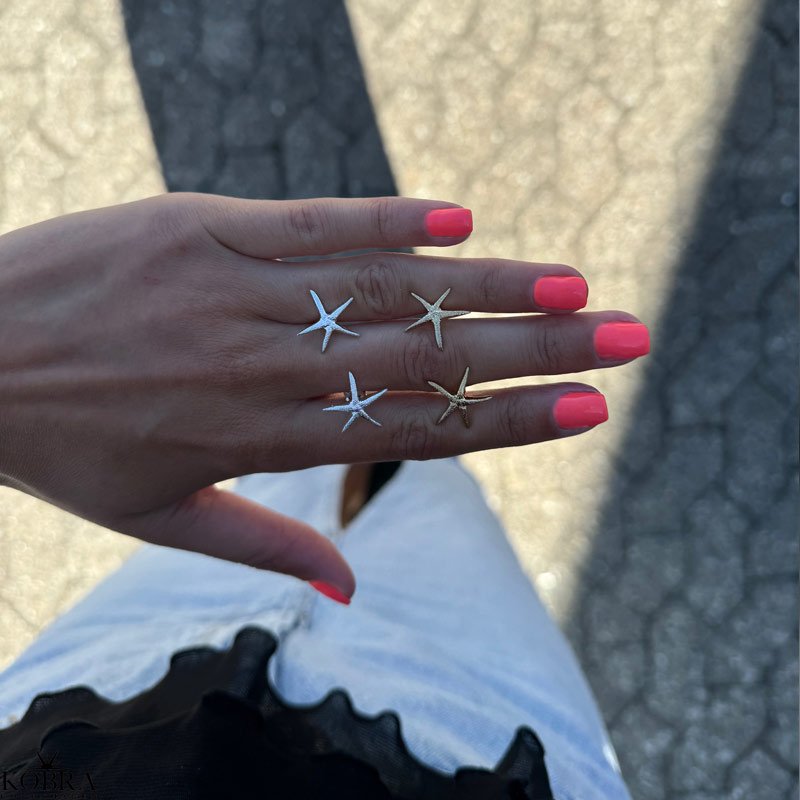 "Sea Star" guld reringe med sstjerner