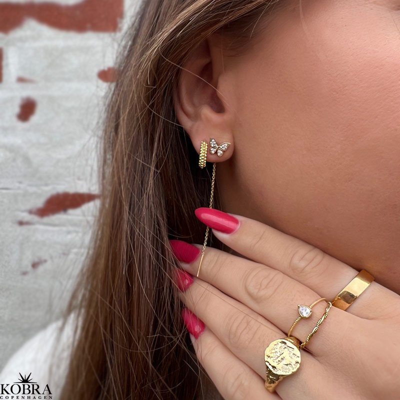 "Kajsa" sm guld hoops med guldknopper