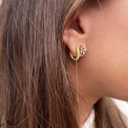 "Kajsa" sm guld hoops med guldknopper