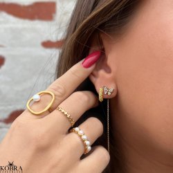 "Elfie" enkel guld ring med blade