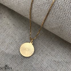 "Mayday Circle" guld halskde med gravering