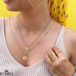 ID tag in 18 carat gold plated with "cross" and your personal engraving